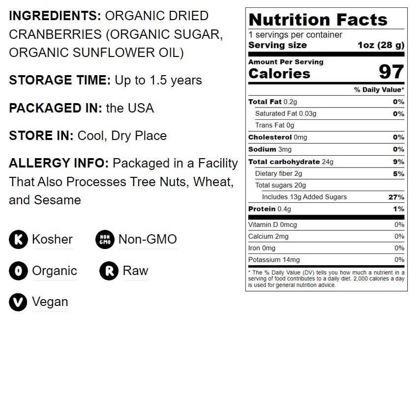 Organic Dried Cranberries ( 8 oz)