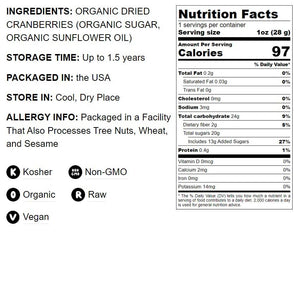 Organic Dried Cranberries ( 8 oz)