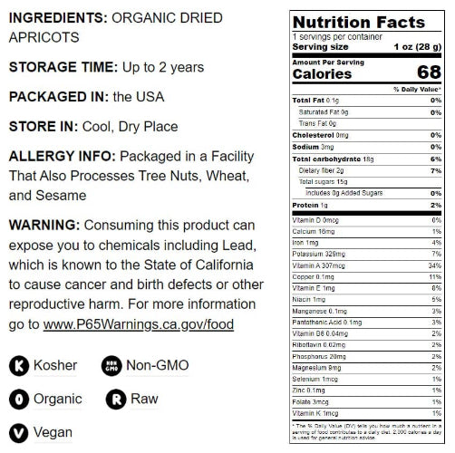 Organic Dried Apricots (1 lb)